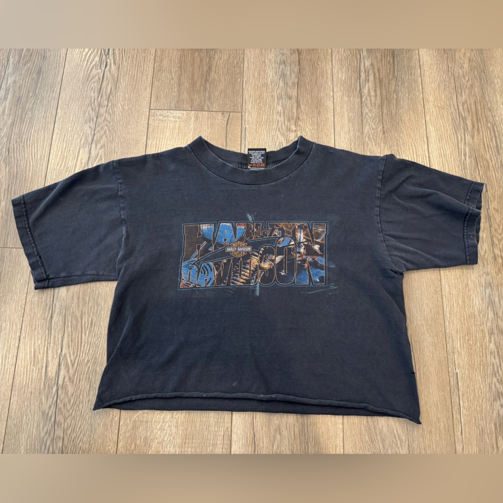 Harley-Davidson Black Cotton Cropped Tee